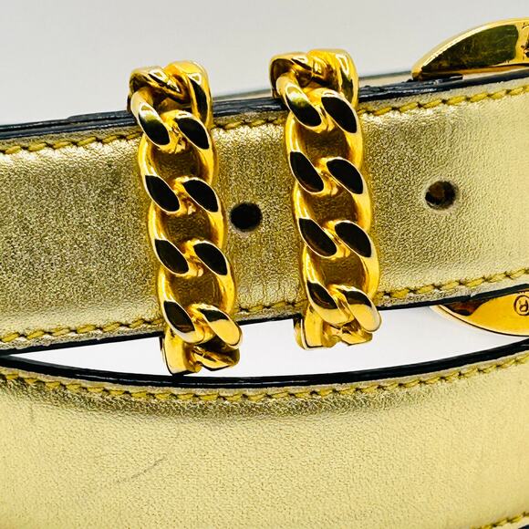 Vintage 80s/90s Paloma Picasso Gold Metallic Leather Chain  display picture 1